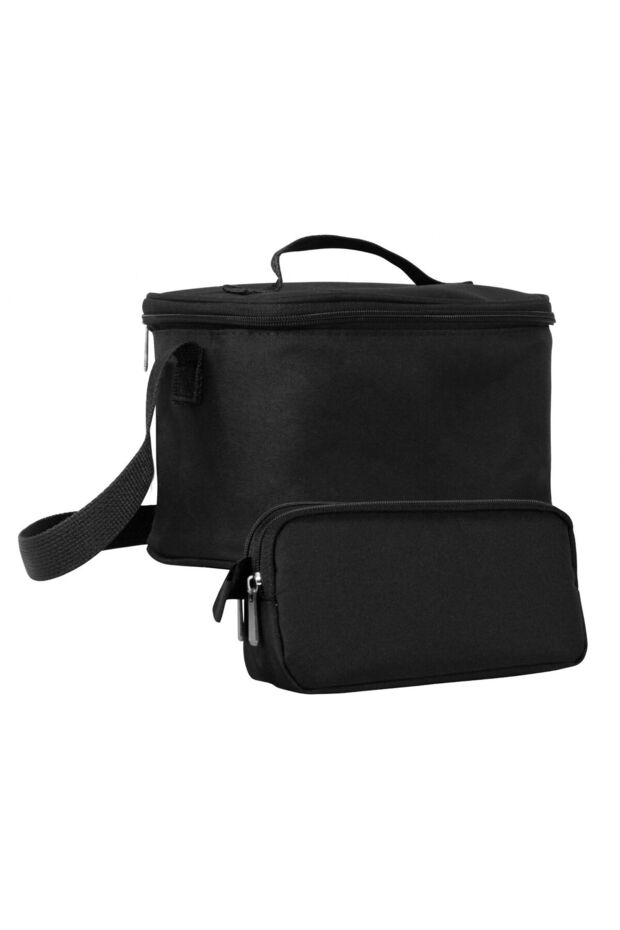 مجموعة حقيبة غداء وحامل أقلام سوداء منقوشة بدون نمط للأولاد - 1