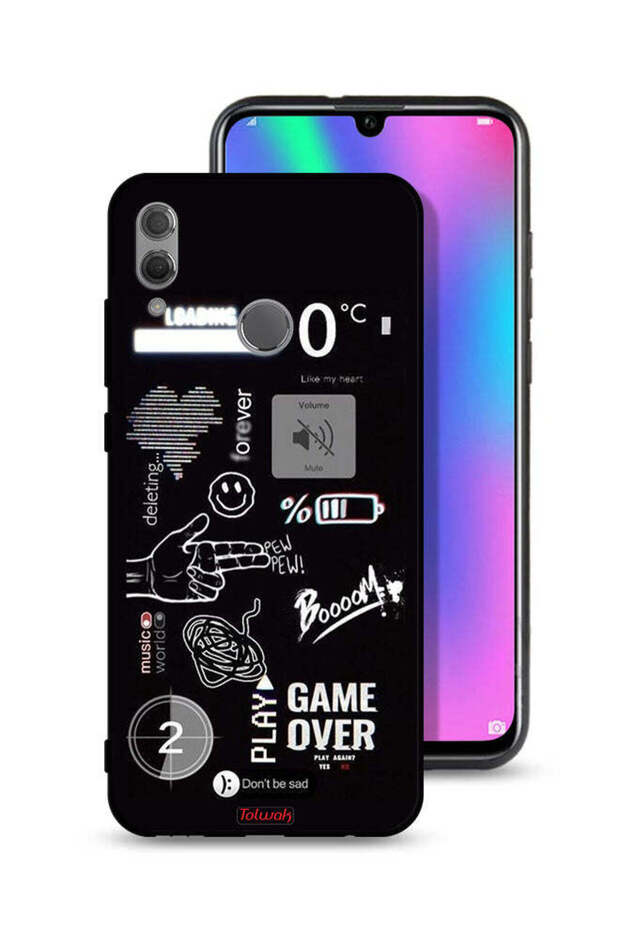 غطاء حماية لهاتف Honor 10 Lite مطبوع عليه Game Over Pew Pew