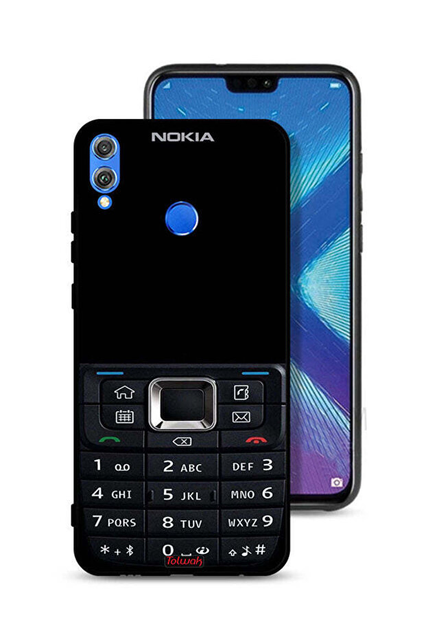 Honor 8X Protective Case Cover Old Phone Pattern