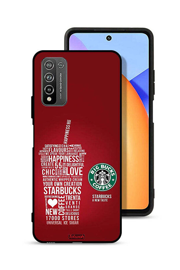 غطاء حماية لهاتف Honor 10X Lite بملصق قهوة