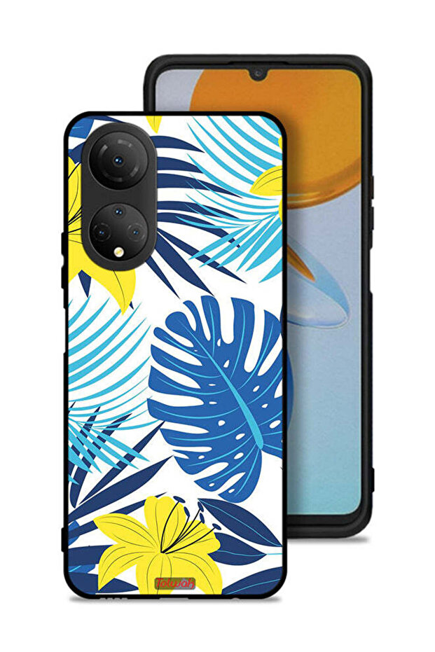 غطاء حماية لهاتف Honor X7 برسومات ريش وزهور
