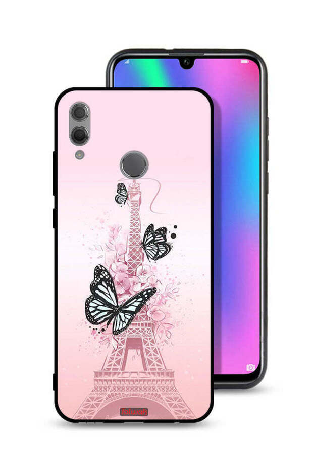 غطاء حماية لهاتف Honor 10 Lite بنقشة فراشات على برج إيفل