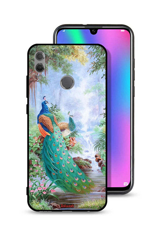 غطاء حماية لهاتف Honor 10 Lite بنقشة الطاووس