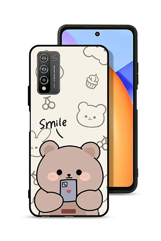 غطاء حماية لهاتف Honor 10X Lite برسومات الدب المبتسم