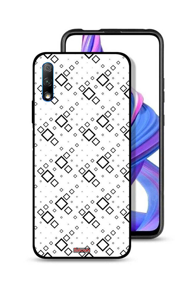 غطاء حماية لهاتف Honor 9X (الصين) بتصميم مربع تجريدي فني رقمي