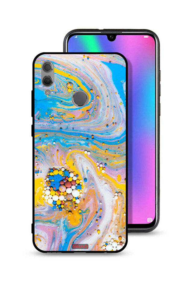 غطاء حماية لهاتف Honor 10 Lite بتصميم أحجار كريمة ملونة تجريدية