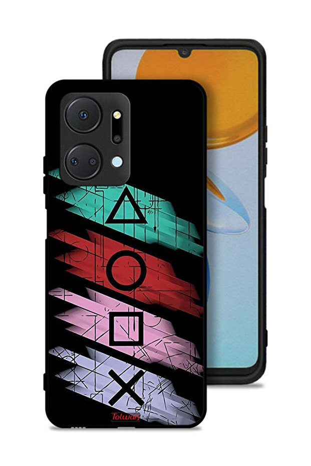 غطاء حماية لهاتف Honor X7a برسومات أيقونات لعبة الحبار