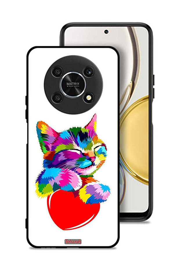 غطاء حماية لهاتف Honor X9 5G بتصميم قطة ملونة
