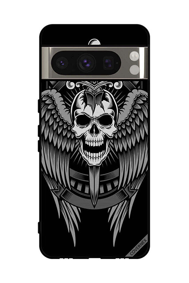 غطاء حماية لهاتف Google Pixel 8 Pro بتصميم جمجمة وأجنحة نسر