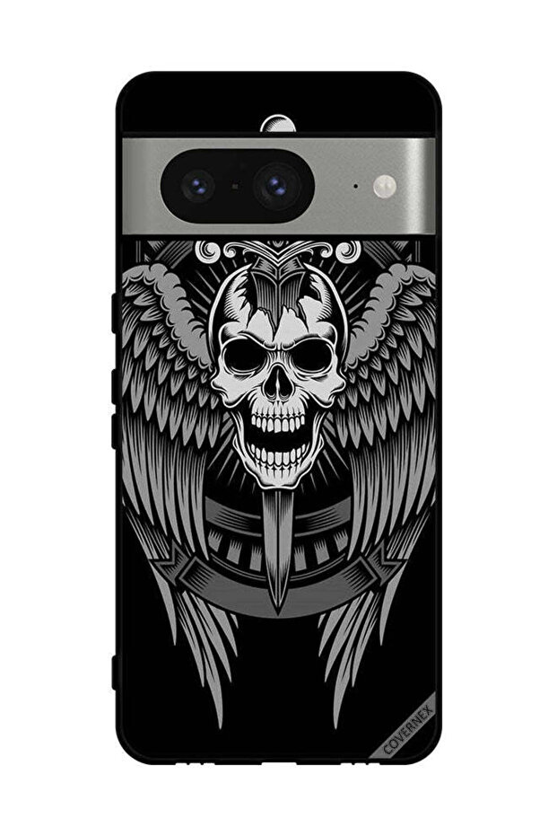 غطاء حماية لهاتف Google Pixel 8 بتصميم جمجمة وأجنحة نسر