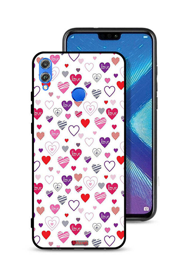 Honor 8X Protective Case Cover Hearts Doodle