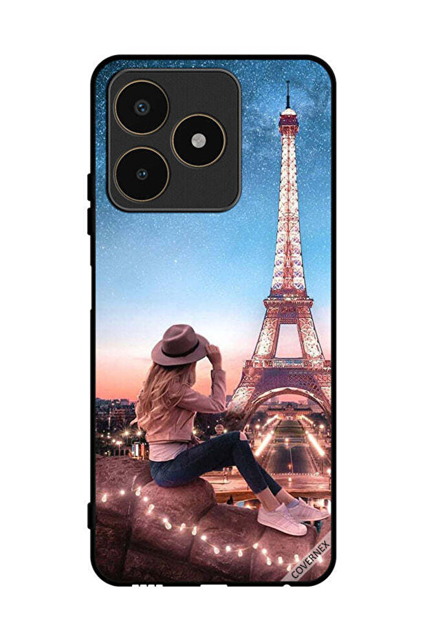 غطاء حماية لهاتف Realme C53 - فتاة القبعة وبرج إيفل
