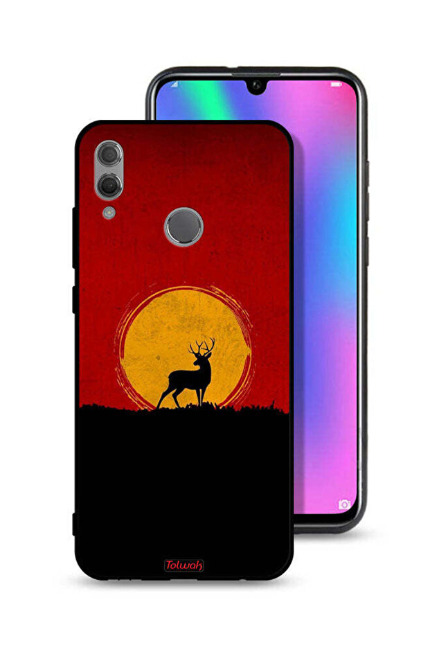 غطاء حماية لهاتف Honor 10 Lite بتصميم غزال وقمر