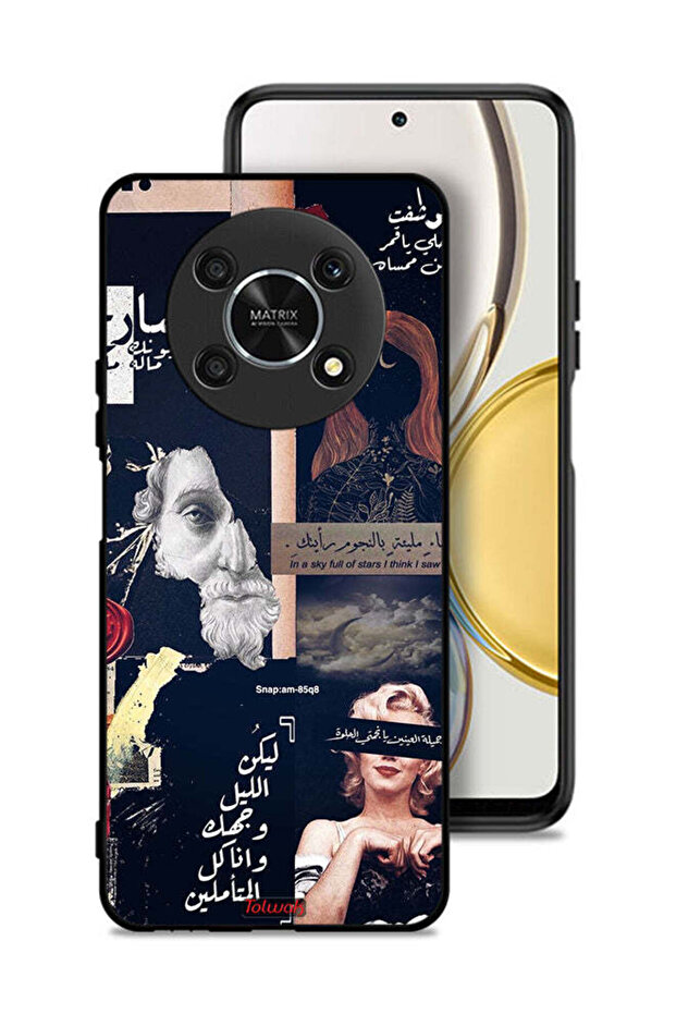 غطاء حماية لهاتف Honor X30 5G بعبارات عربية ووجوه مقطوعة