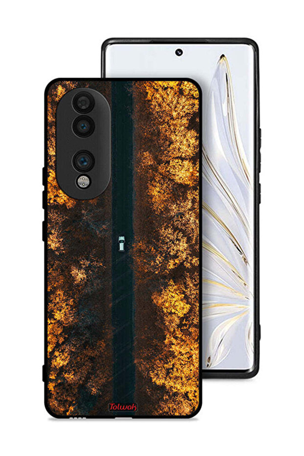 غطاء حماية لهاتف Honor 70 مطبوع عليه "طريق في أشجار الخريف"