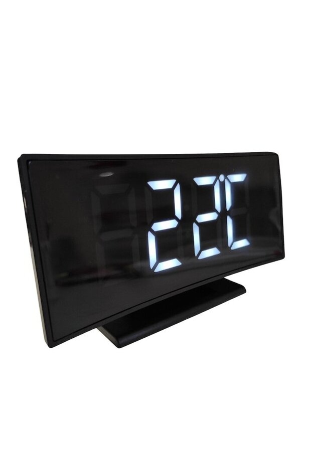 Table clock with alarm, curved LED display, time, date, temperature display - 3