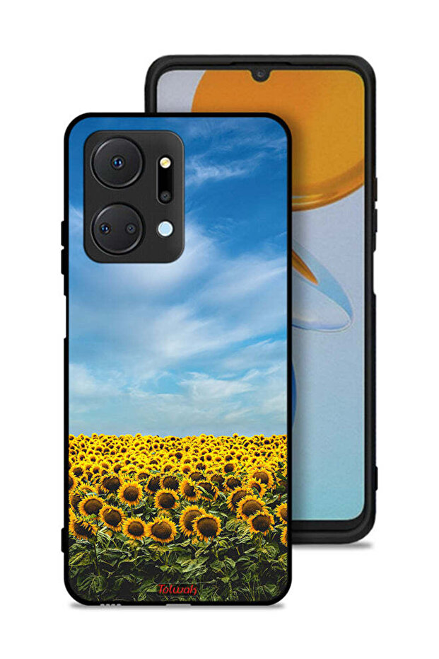 غطاء حماية لهاتف Honor X7a بتصميم عباد الشمس تحت السماء