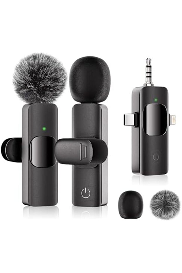 Professional Wireless Lavalier Mini Microphone - Microphone for iPhone/Android/Camera, 3 in 1 Cordle - 2