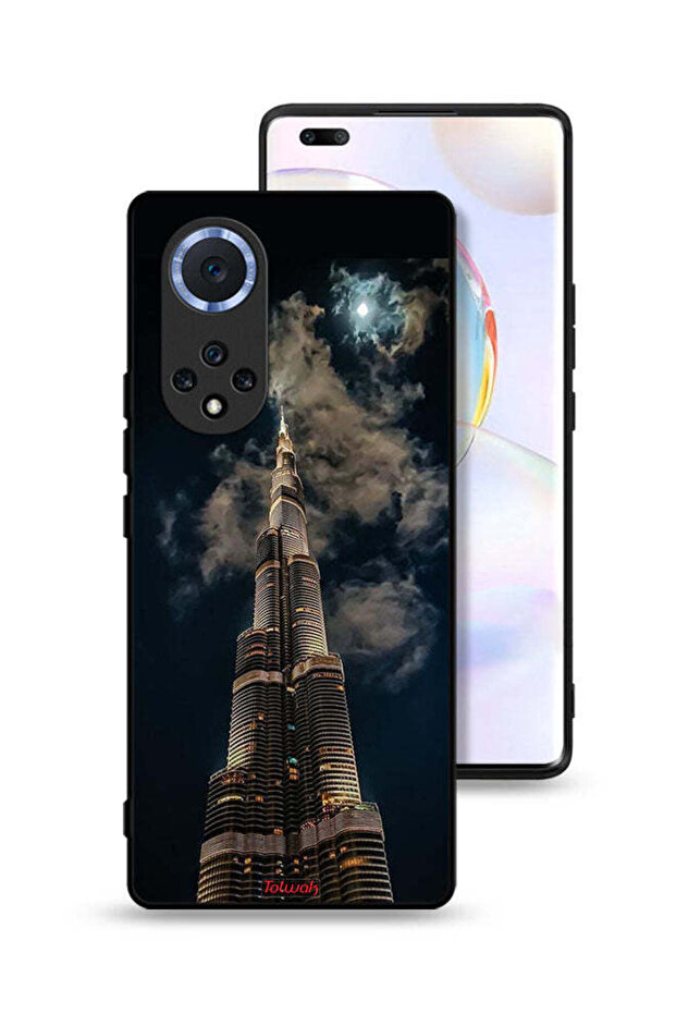 غطاء حماية لهاتف Honor 50 Pro بتصميم برج خليفة في الليل