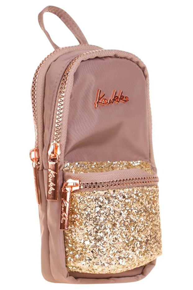 Bag Shaped Girl's Three Compartment Pen Holder - Brown - Stone - K2558