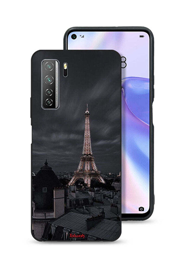 غطاء حماية لهاتف هواوي بي 40 لايت 5G بتصميم برج إيفل في الليل