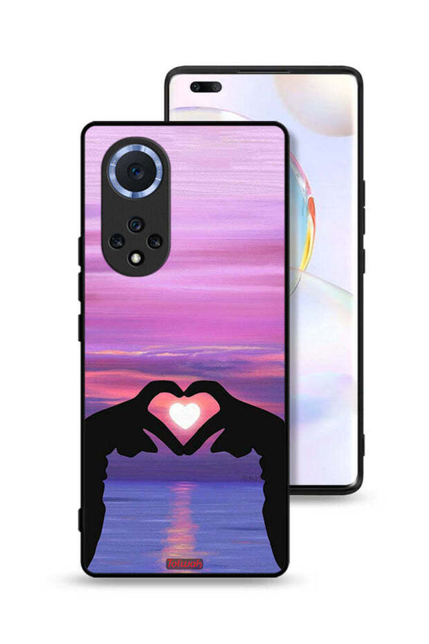 غطاء حماية لهاتف Honor 50 Pro بتصميم قلب وقمر