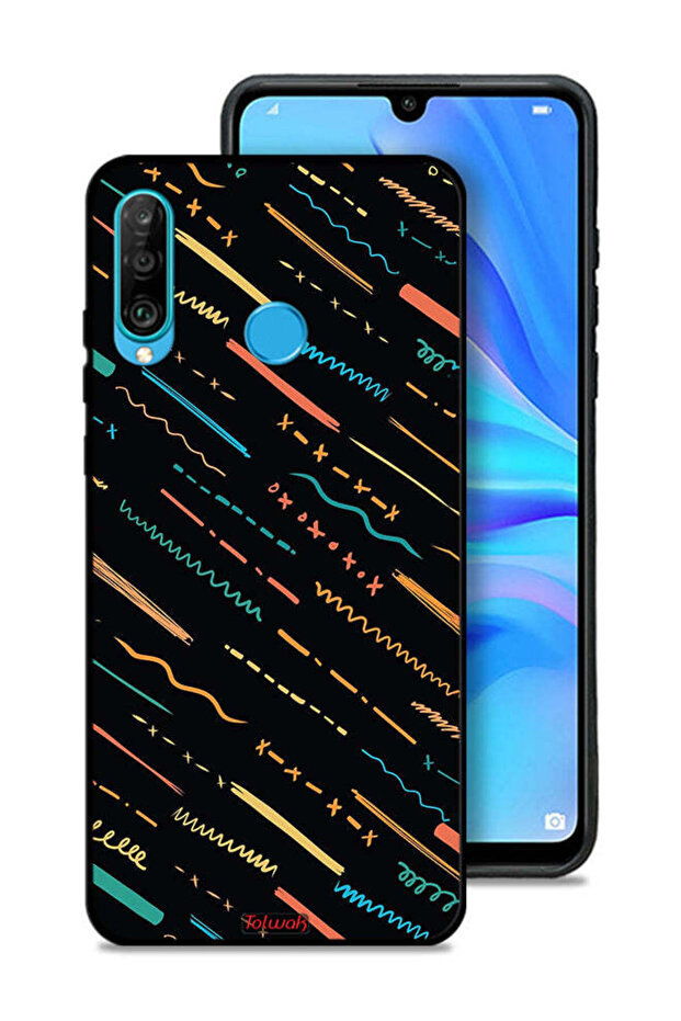 غطاء حماية لهاتف هواوي نوفا 4e بنمط خطوط تجريدية X - 1