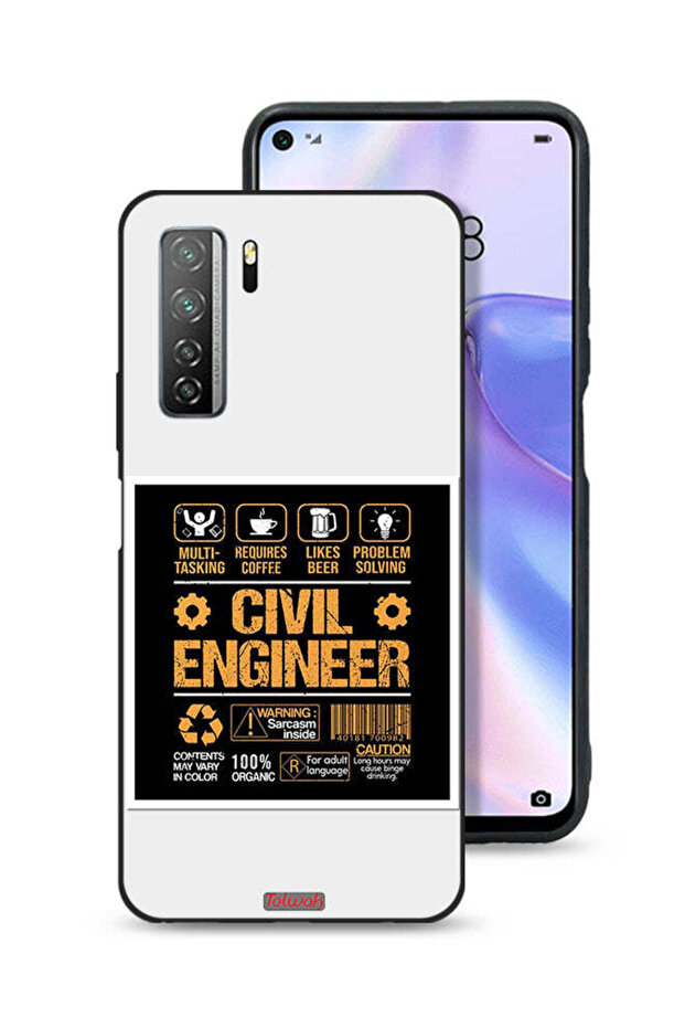 غطاء حماية لهاتف هواوي P40 لايت 5G، ملصق مهندس مدني