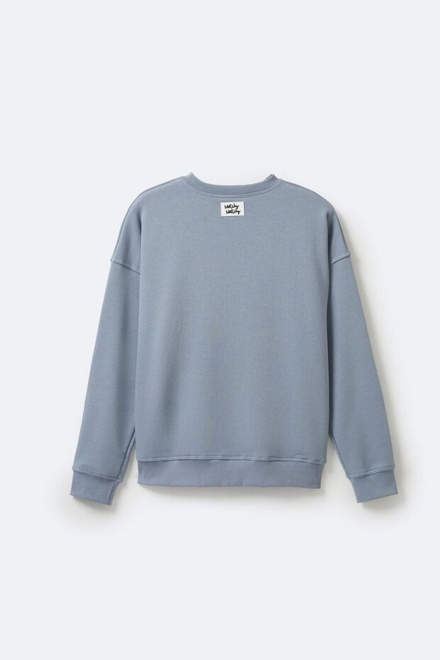 Kadın Blue Oversize Sweatshirt - 2
