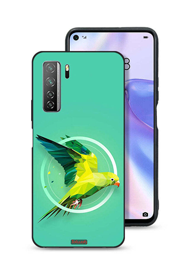 غطاء حماية لهاتف هواوي P40 لايت 5G بطبعة فن تجريدي ببغاء