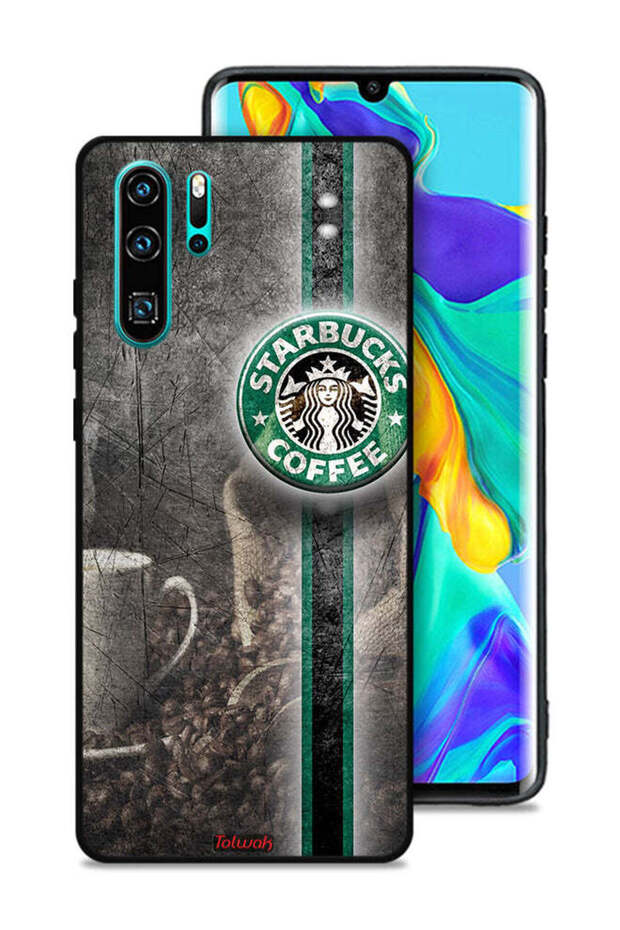 غطاء حماية لهاتف هواوي P30 Pro بنقشة فن القهوة