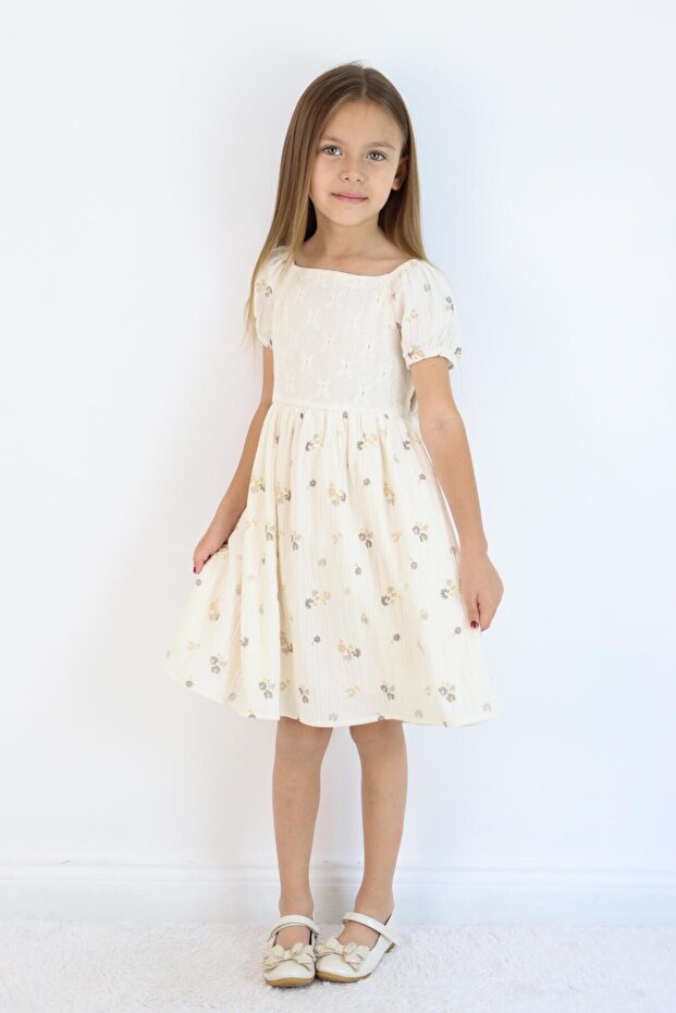 Dantelli Müslin Elbise - 1