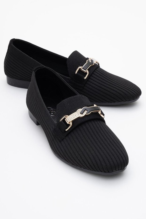 Women's Buckle Knitwear Casual Shoes Black