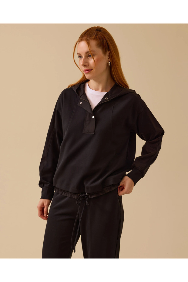 Bağcık Detaylı Kapüşonlu Sweatshirt - 3