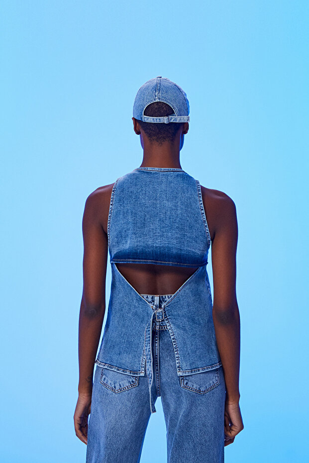 Denim Yelek Mavi - 4