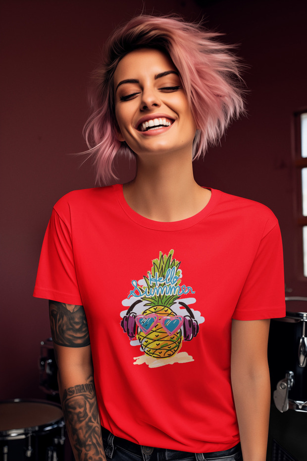 Stil-X Summer Time Temali Bicycle Collar 100% Cotton Women's Tshirt