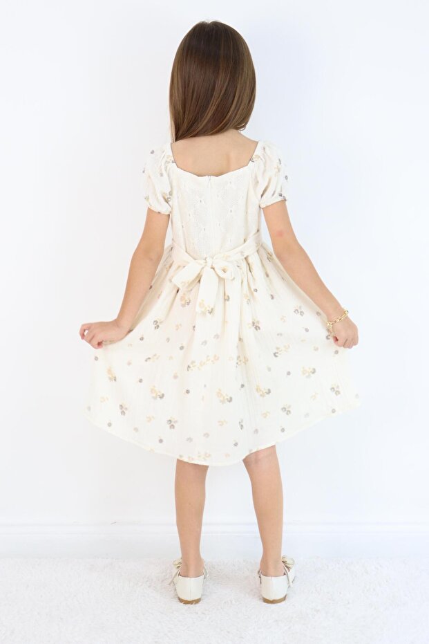 Dantelli Müslin Elbise - 7