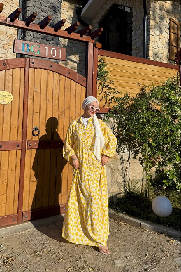 Renkli Viskon Elbise - 2