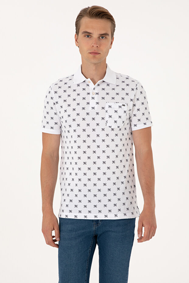 Men's Regular Fit White Polo Neck T-Shirt 50300379-Vr013