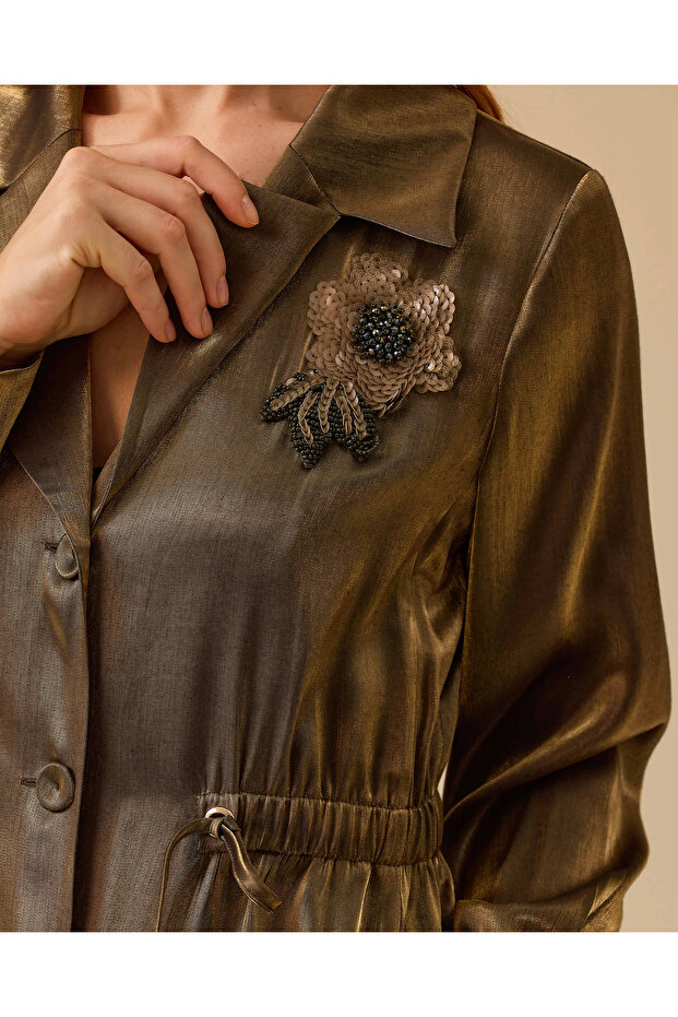 Pul İşlemeli Düğmeli Ceket - 5