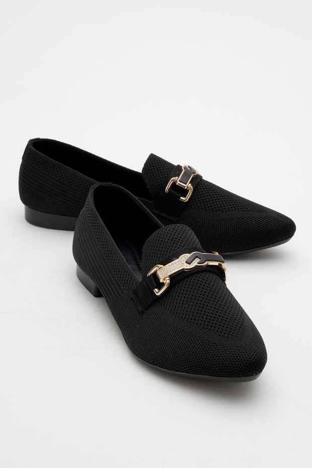 Women's Buckle Knitwear Shoes Black