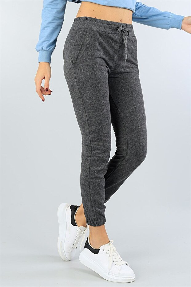 Men's Large Size Rubber Leg Anthracite Sweatpants