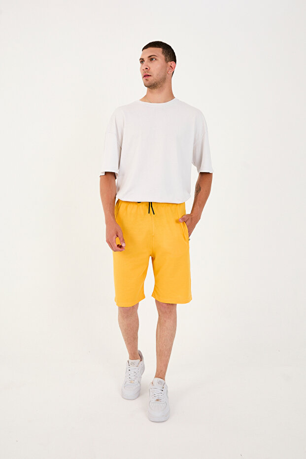 Erkek Pamuklu 2 Fermuar Cepli Şort - 4