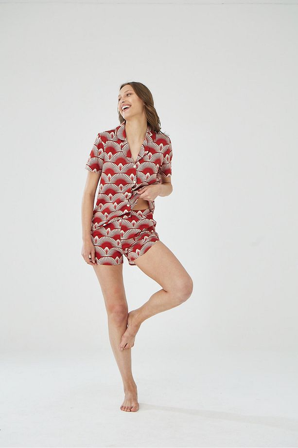 Deniz Kabuğu Desenli Gömlek Şort Pijama Takımı - 3