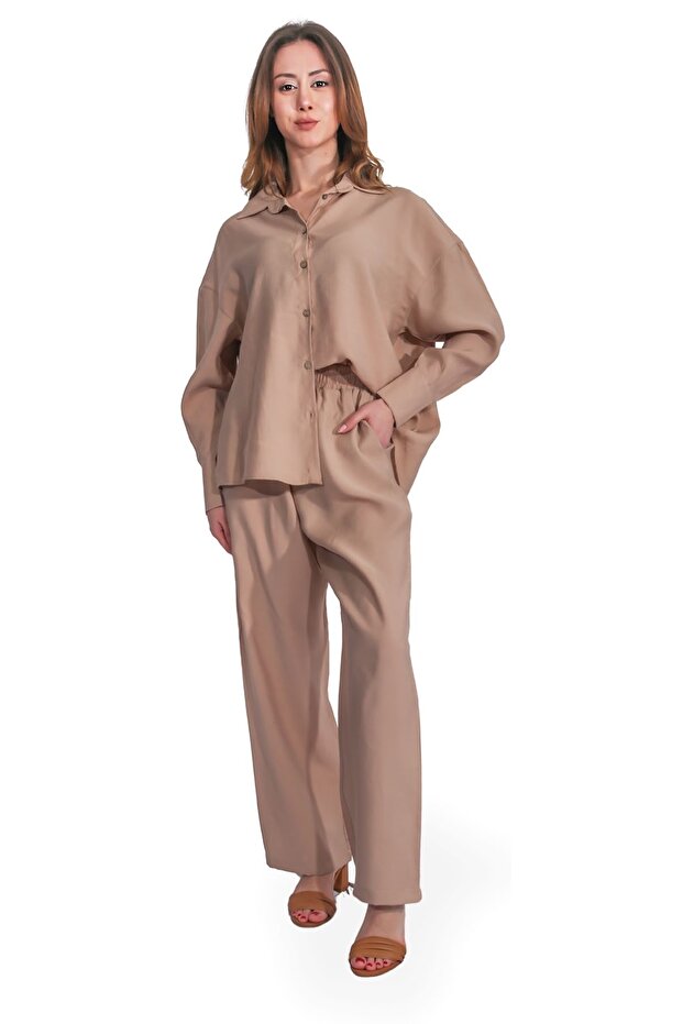Modal Woven Stone Women's Bottom-Top Set
