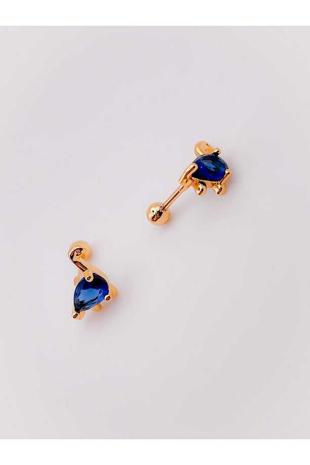 Cerrrahi Çelik Piercing ( Pirsing ) Damla Taşlı Dinozor Tragus Helix Piercing (1adet) - 4