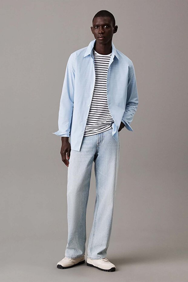 Erkek LS Solid Stretch Slim Gömlek - Açık Mavi - 4