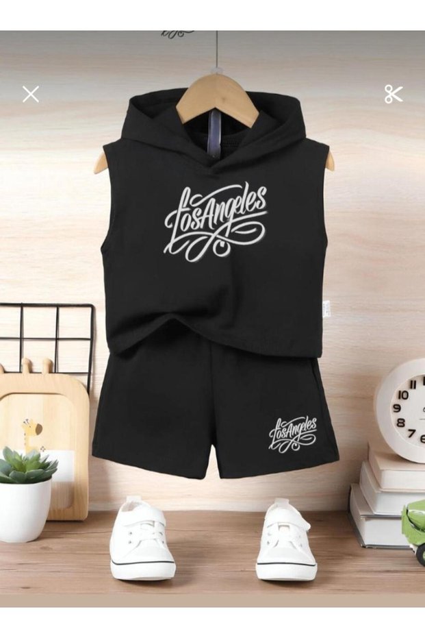 Comfortable Children's Strap Hooded Bottom Top Set