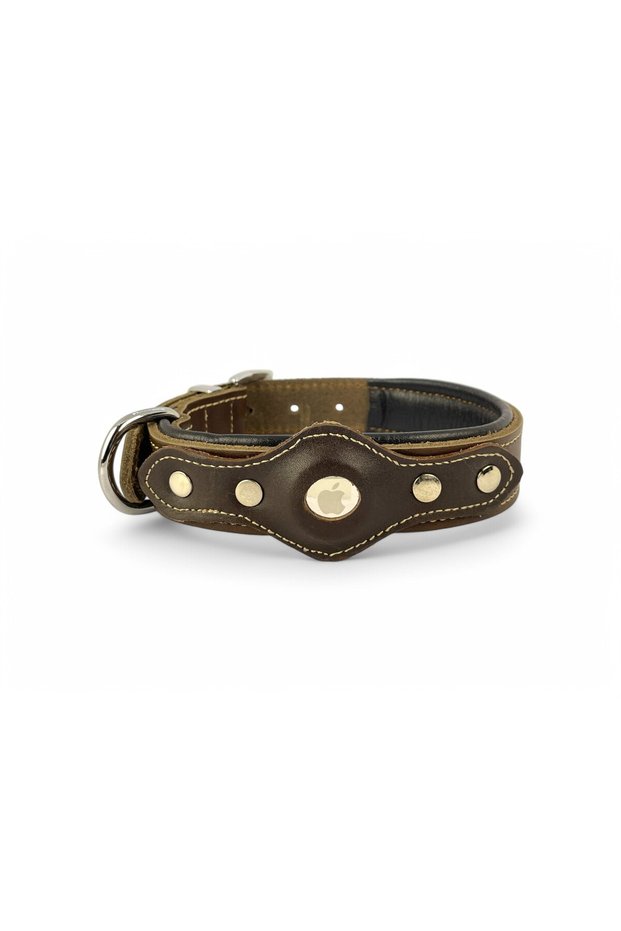 Genuine Classic Leather Airtag Compatible Dog Collar – Durable, Comfortable and Stylish Design