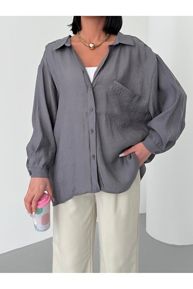 Oversize Kadın Gömlek - 4
